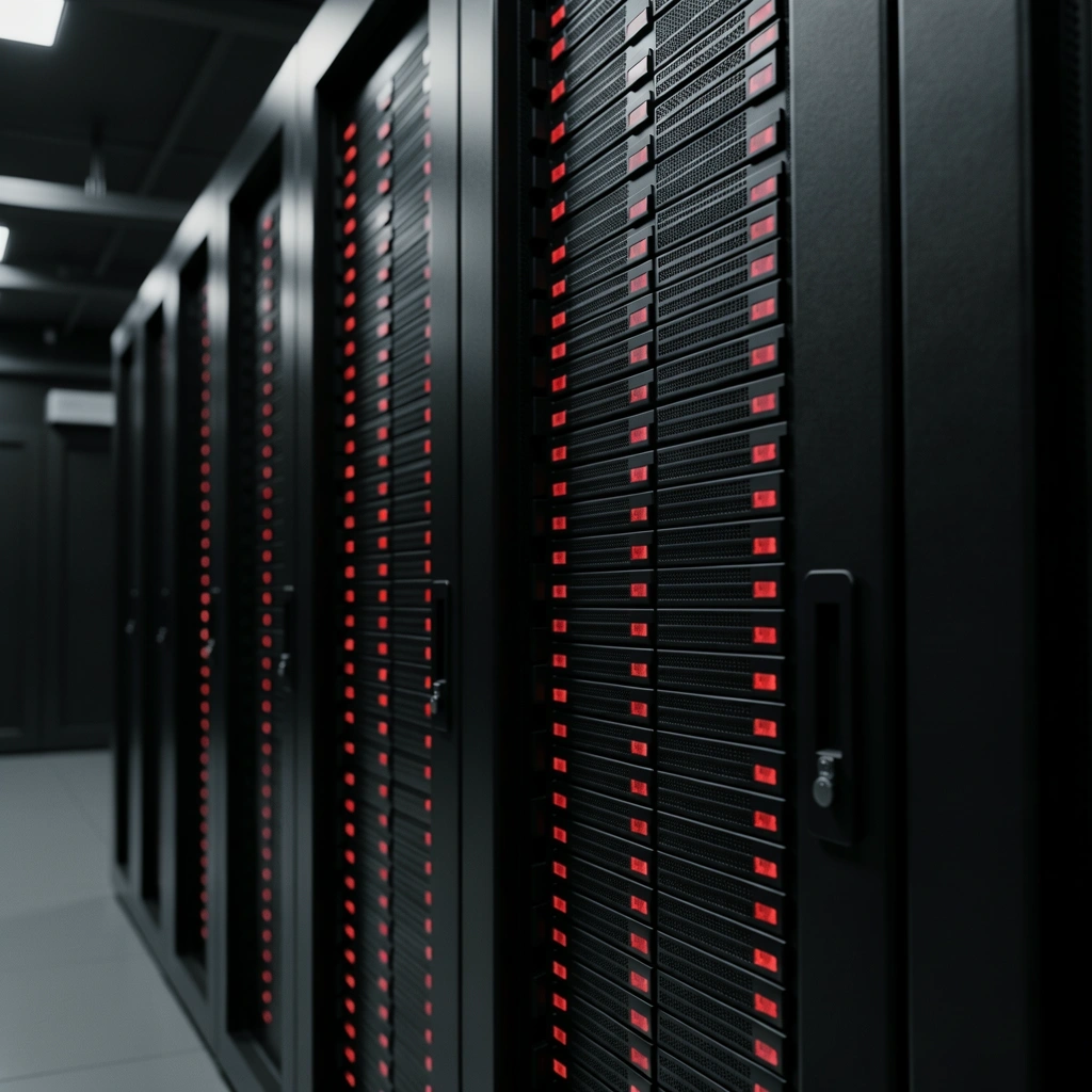 Data center infrastructure showing status indicators